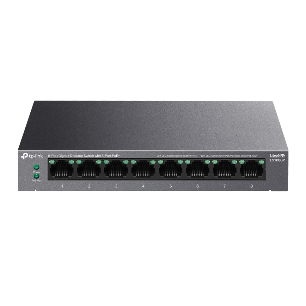 8-портовый PoE-коммутатор TP-Link LS108GP неуправляемый
