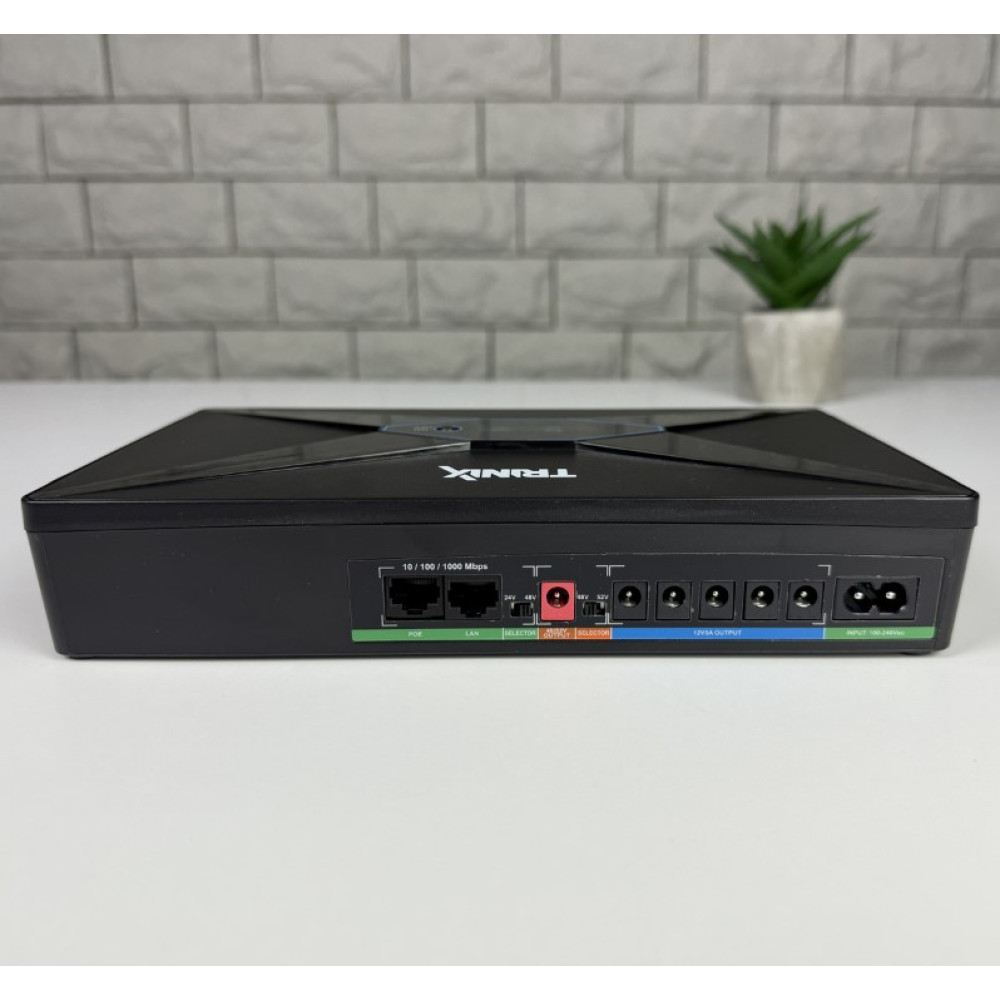 ДБЖ DC UPS Trinix TRX-MUPS-48100 Type-C (4*6000mAh LiFePo4) 5V/12V/24V/48V/52V/PoE, LiFePO4 4*6Ah для роутера і медіаконвертера