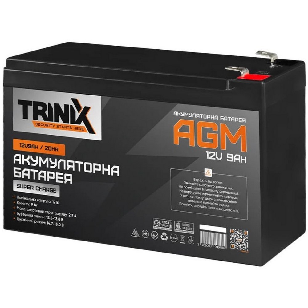 Аккумуляторная батарея Trinix AGM 12V9Ah Super Charge свинцово-кислотная