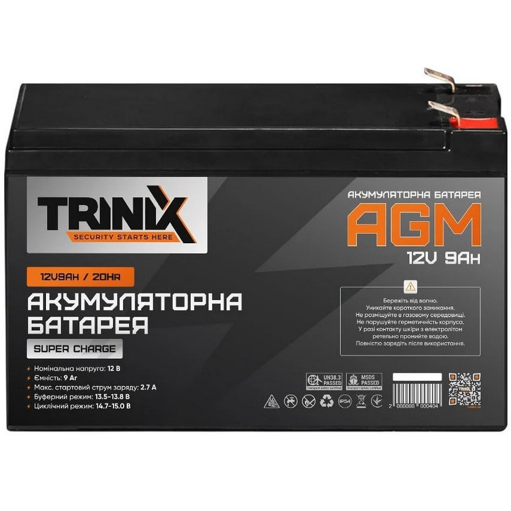 Аккумуляторная батарея Trinix AGM 12V9Ah Super Charge свинцово-кислотная