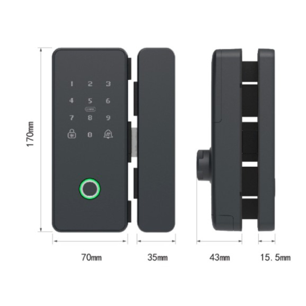 Розумний замок на скляні двері TTLOCK GLASS V2