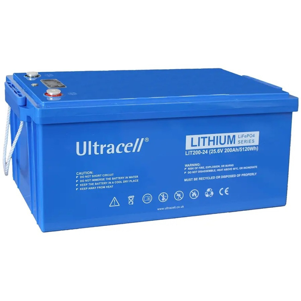 Акумуляторна батарея Ultracell LiFePO4 24(25.6)V 200Ah/ 5120W(5.12kW) Grade A LED DISPLAY, ON OFF