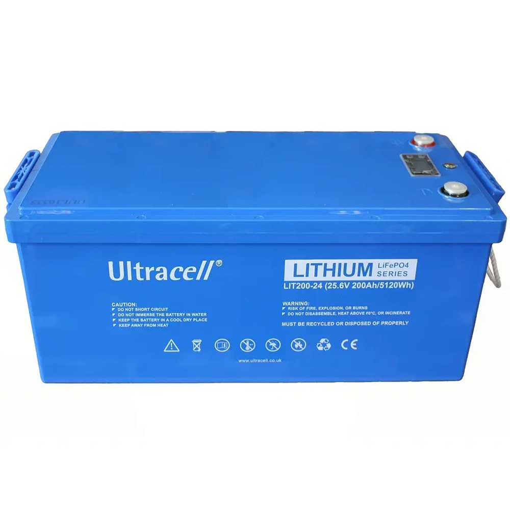 Акумуляторна батарея Ultracell LiFePO4 24(25.6)V 200Ah/ 5120W(5.12kW) Grade A LED DISPLAY, ON OFF