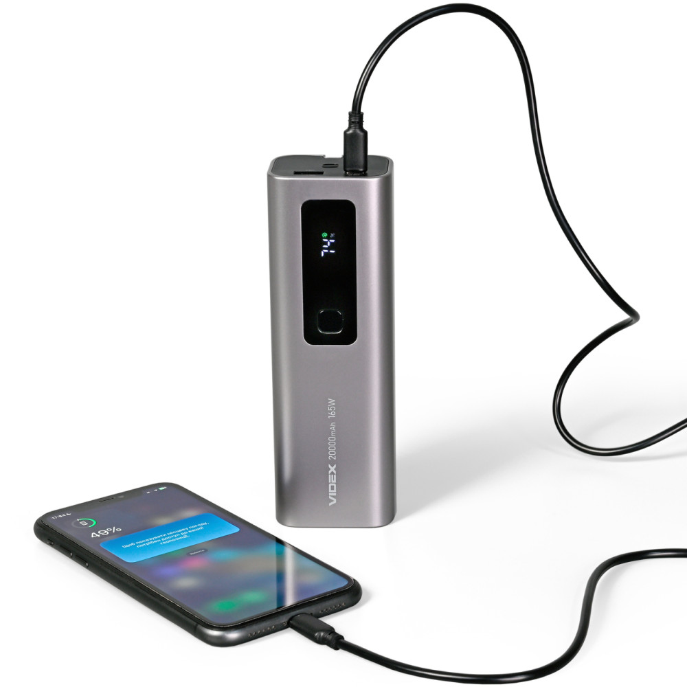 Повербанк 20000mAh VIDEX VPB-366 165W PD100W +Display