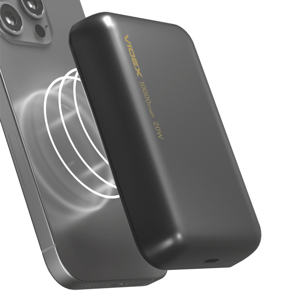 Повербанк с беспроводной зарядкой VIDEX VPB-W102 PD20W Grey 10000mAh