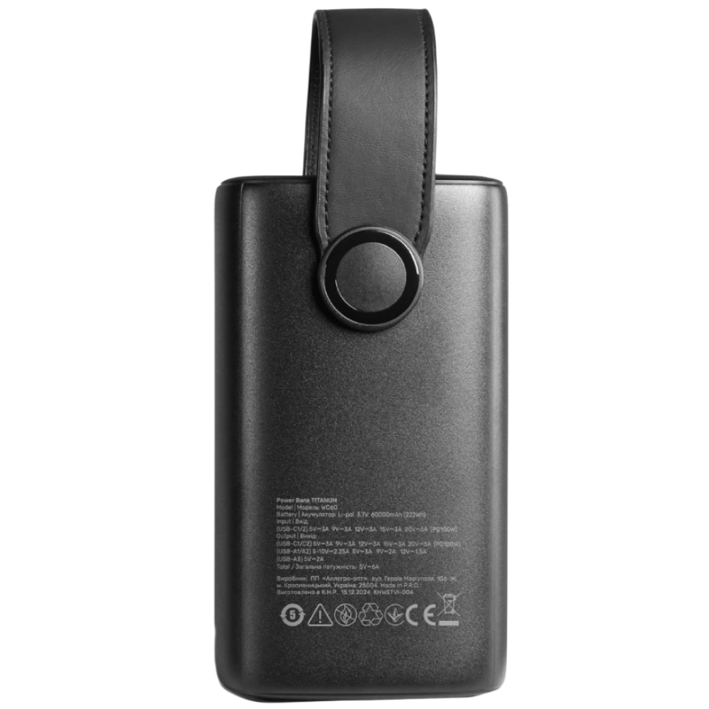 Повербанк Videx TITANUM WC60 PD100W Black 60000 мА·г