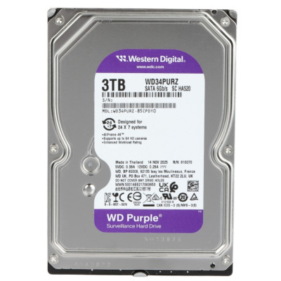 Жесткий диск Western Digital Purple Surveillance 3TB 5400rpm 128MB (WD34PURZ)