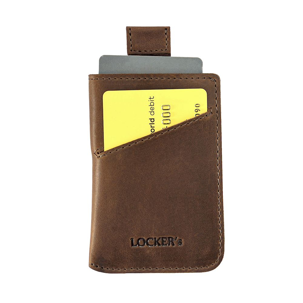 Кожаный картхолдер с RFID защитой LOCKER's LH3-Brown
