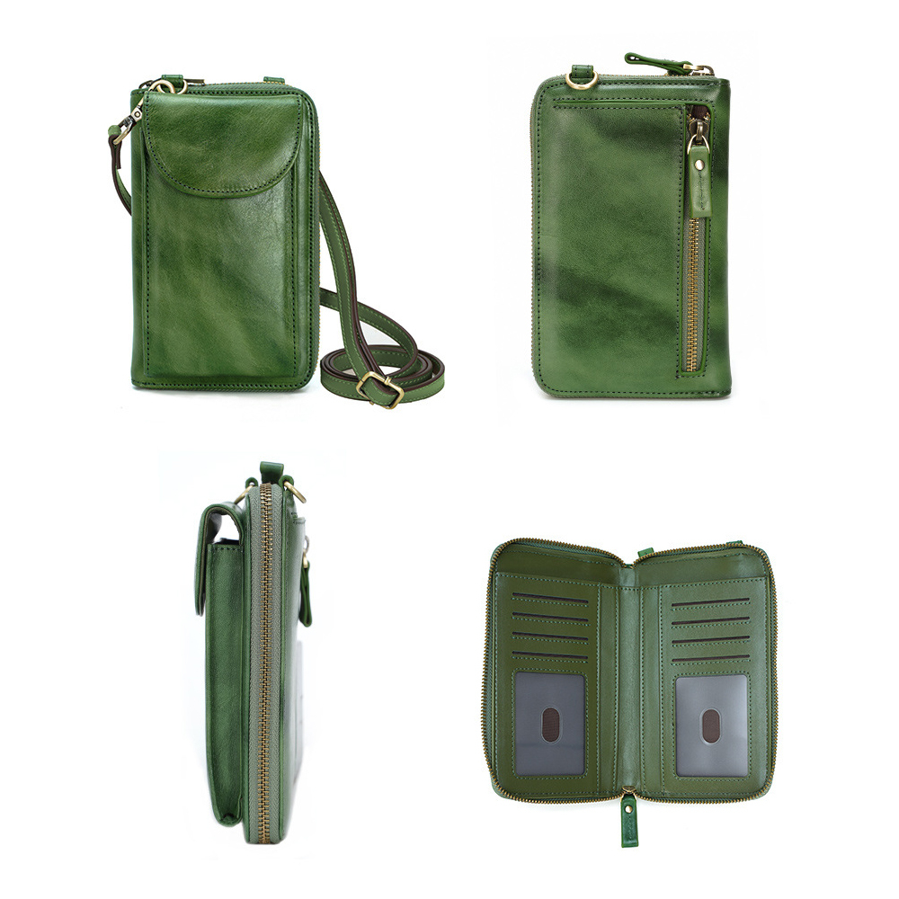 Винтажная сумка-кошелек через плечо из натуральной кожи с RFID защитой LOCKER's RBW-Green