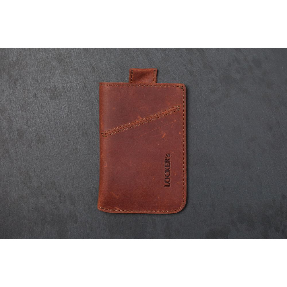 Кожаный картхолдер с RFID защитой LOCKER's LH3-Orange