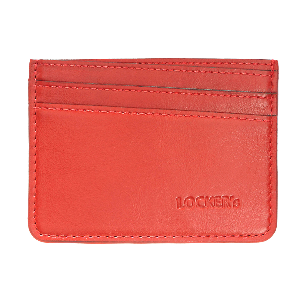 Шкіряний картхолдер з RFID захистом на 7 відділень LOCKER's LH2-Red
