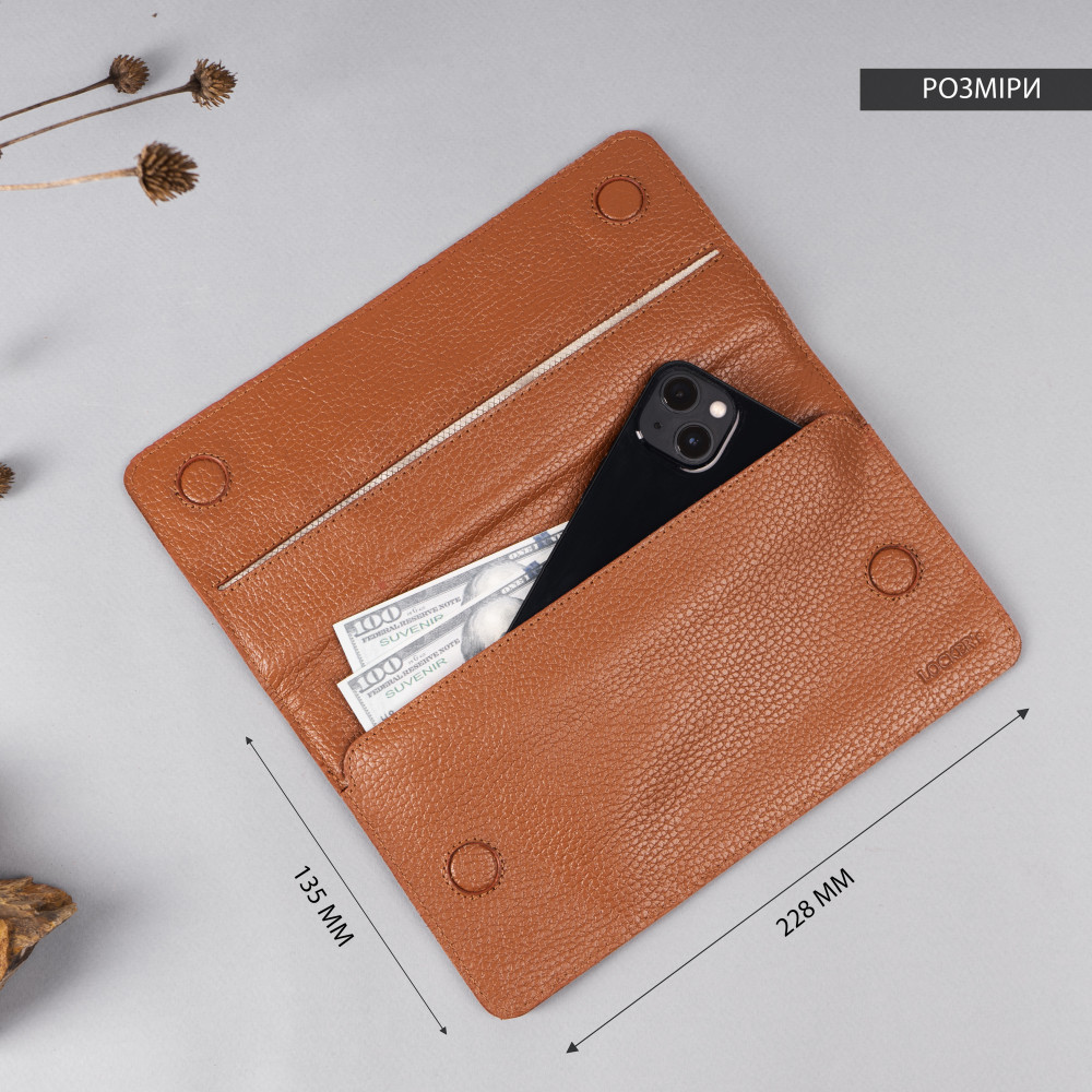 Чохол Фарадея зі шкіри флотар для смартфону до 7" LOCKER's LP7F-Cognac