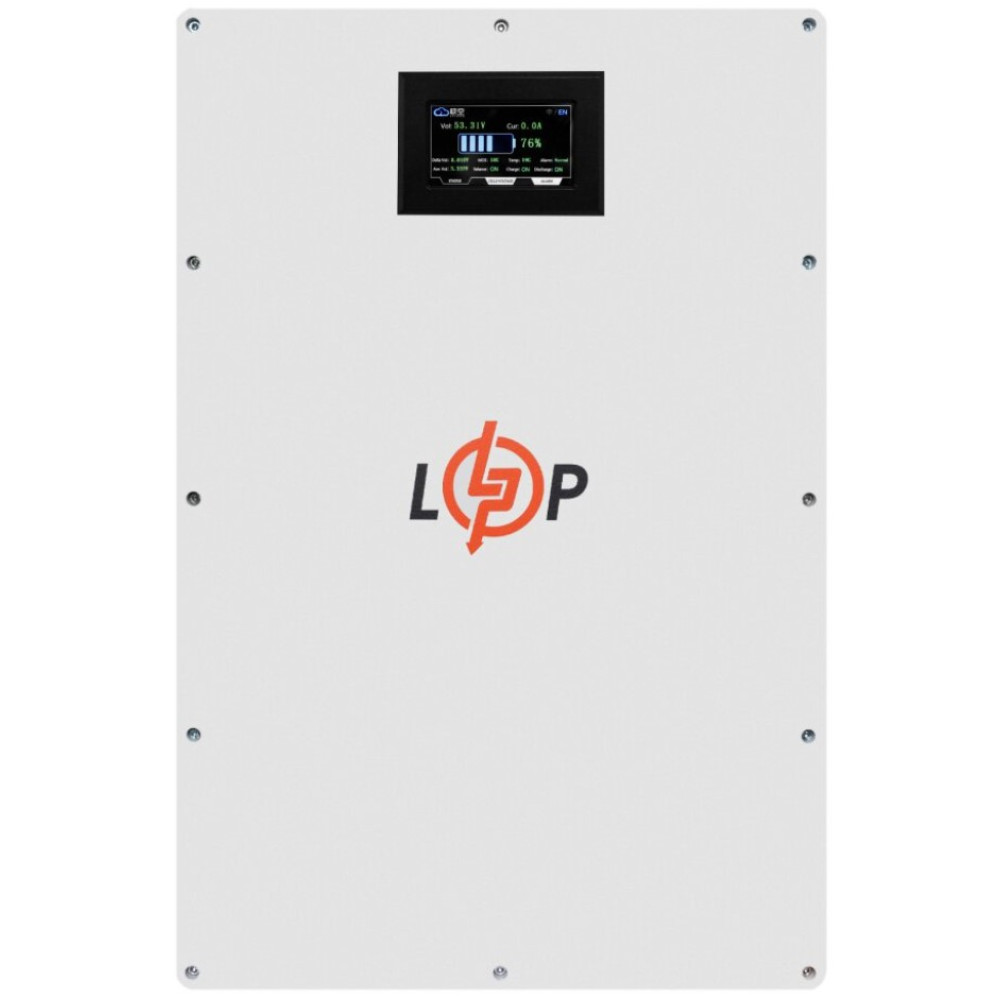 Аккумулятор LP LiFePO4 51,2V - 100 Ah (5120Wh) (BMS 100A/50А) LCD Smart RS485/CAN JK металл, настенный