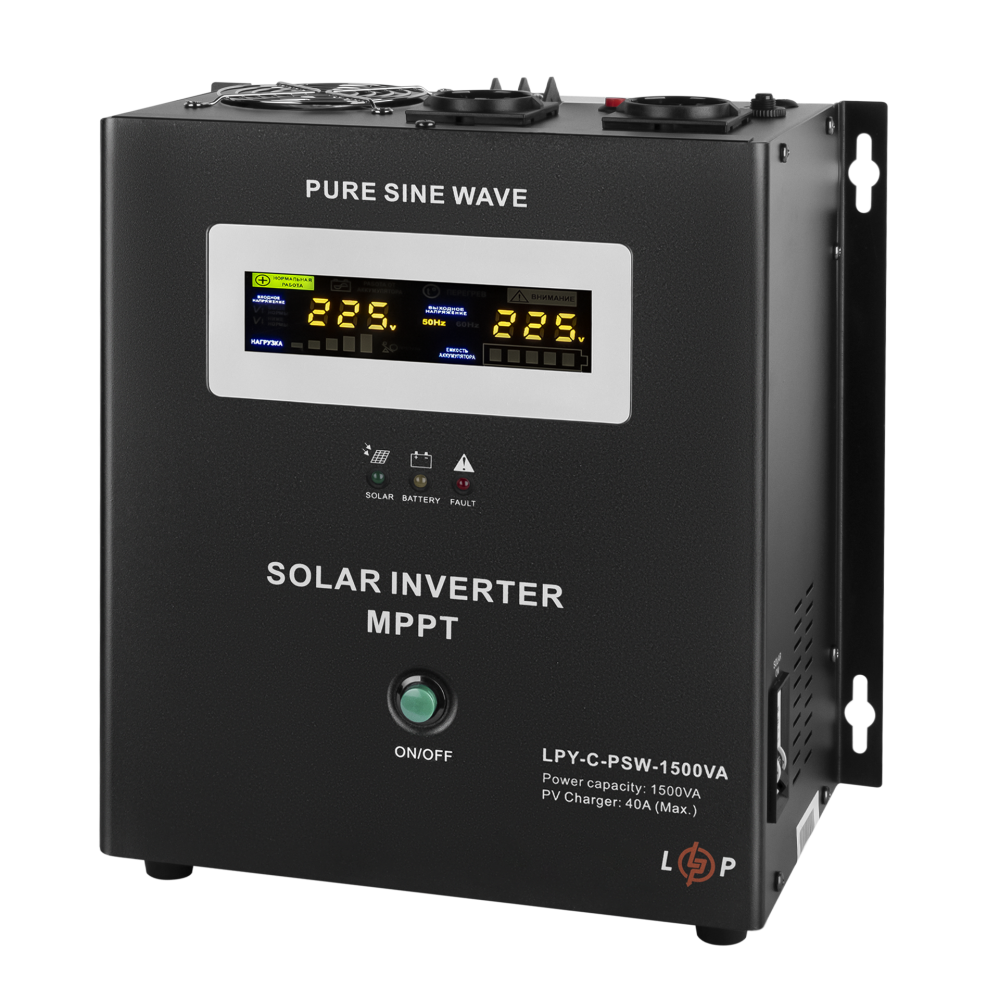 Солнечный инвертор (ИБП) LogicPower LPY-С-PSW-1500VA (1050Вт) MPPT 24V