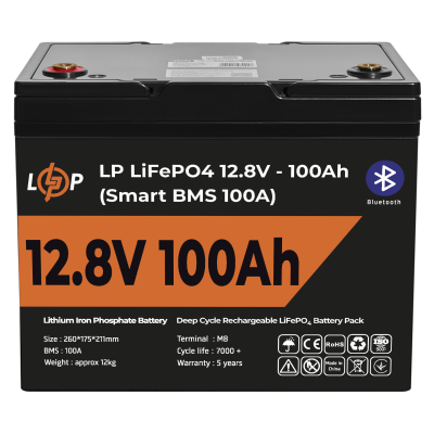 Акумулятор LogicPower LP LiFePO4 12,8V - 100Ah (1280Wh) (Smart BMS 100А) з BT пластик