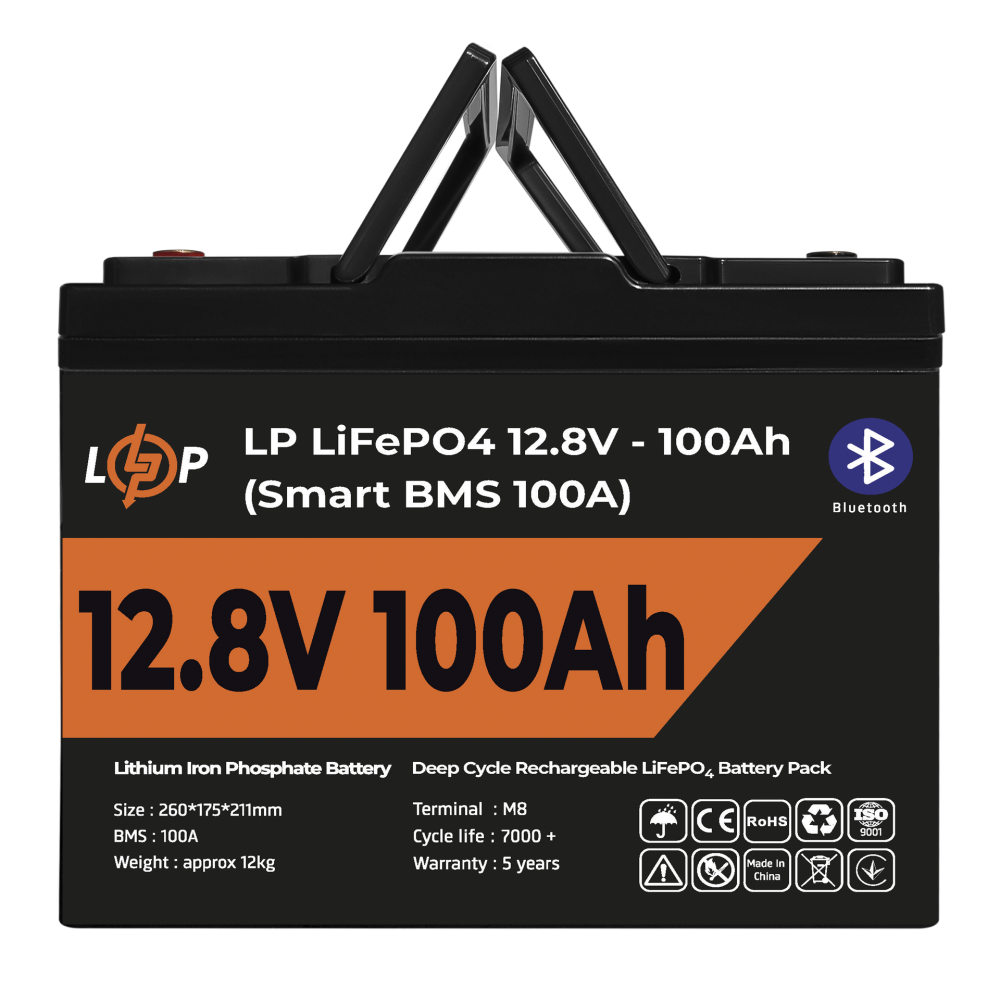 Акумулятор LogicPower LP LiFePO4 12,8V - 100Ah (1280Wh) (Smart BMS 100А) з BT пластик