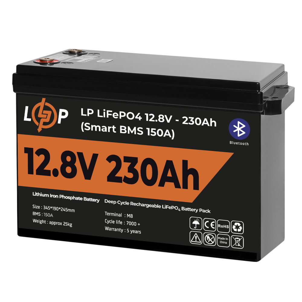 Аккумулятор LP LiFePO4 12V (12,8V) - 230 Ah (2944Wh) (Smart BMS 150А) с BT пластик