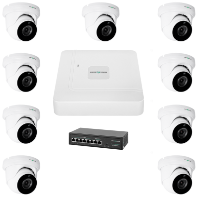 Комплект видеонаблюдения на 9 камер Green Vision GV-IP-K-W77/09 5MP