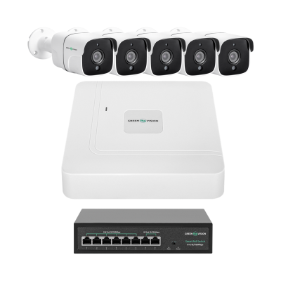 Комплект видеонаблюдения GreenVision GV-IP-K-W87/05 5MP на 5 камер