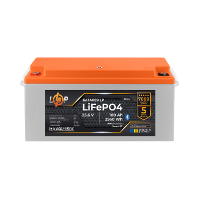 Акумулятор LogicPower LP LiFePO4 25,6V 100Ah 2560Wh BMS 80A/50А пластик Smart BT