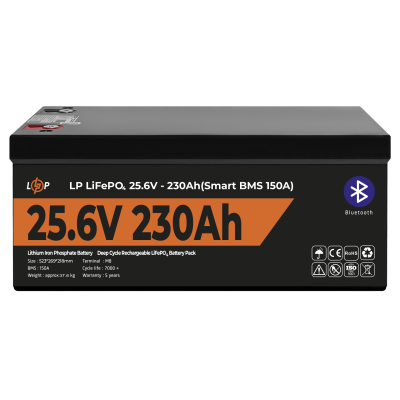 Акумулятор LogicPower LP LiFePO4 25,6V 230Ah 5888Wh Smart BMS 150А з BT пластик