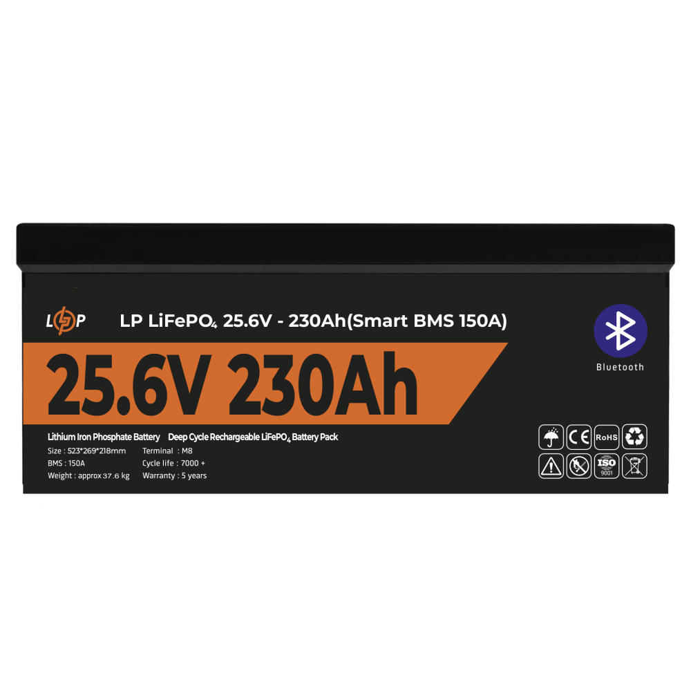 Акумулятор LogicPower LP LiFePO4 25,6V 230Ah 5888Wh Smart BMS 150А з BT пластик