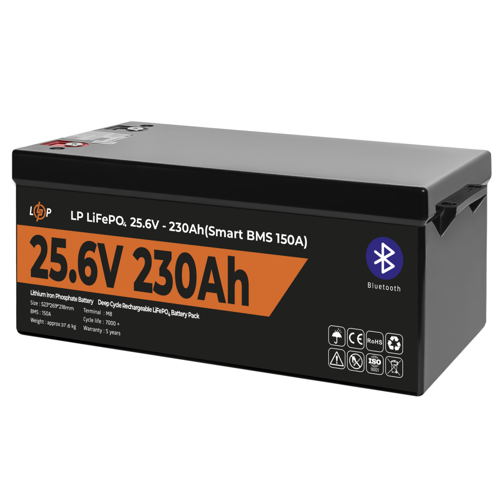 Акумулятор LogicPower LP LiFePO4 25,6V 230Ah 5888Wh Smart BMS 150А з BT пластик