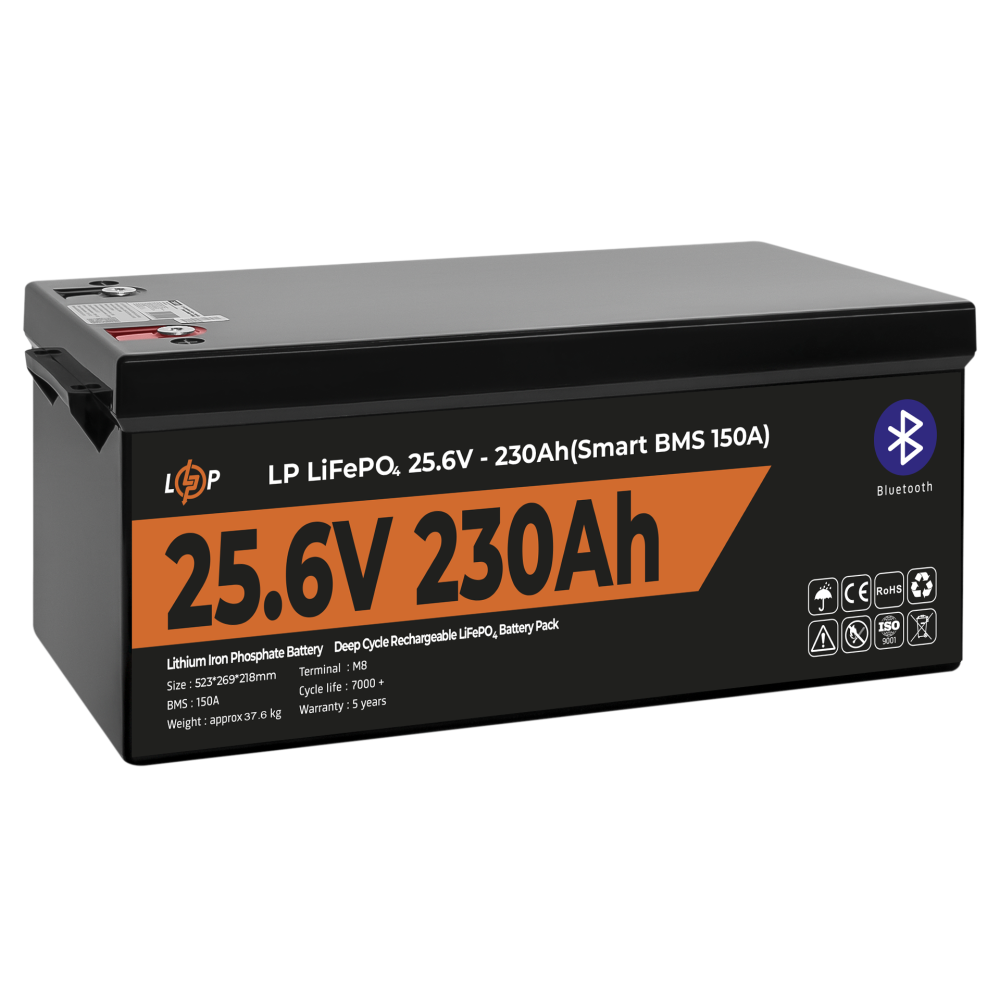 Акумулятор LogicPower LP LiFePO4 25,6V 230Ah 5888Wh Smart BMS 150А з BT пластик