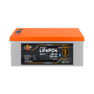 Аккумулятор LP LiFePO4 25,6V - 280 Ah (7168Wh) (BMS 200A/200А) пластик Smart BT