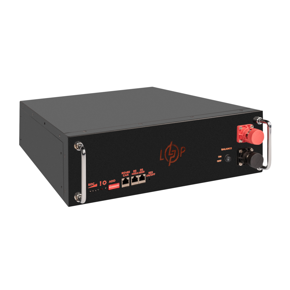 Акумулятор LP LiFePO4 51,2V - 100 Ah (5120Wh) (BMS SP 100A/50А) RM RS485/CAN LCD BL