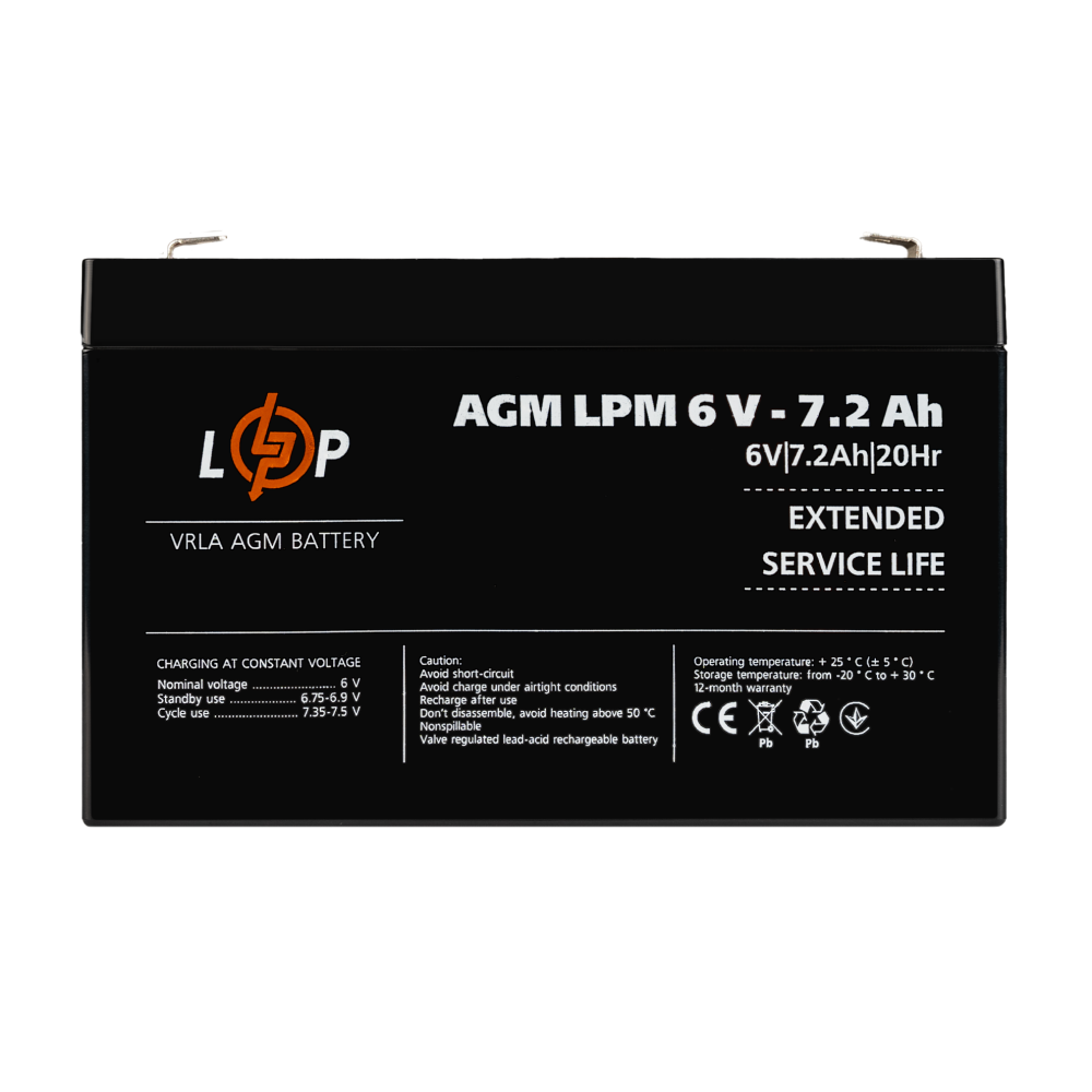 Акумуляторна батарея LogicPower LPM 6V - 7.2 Ah AGM