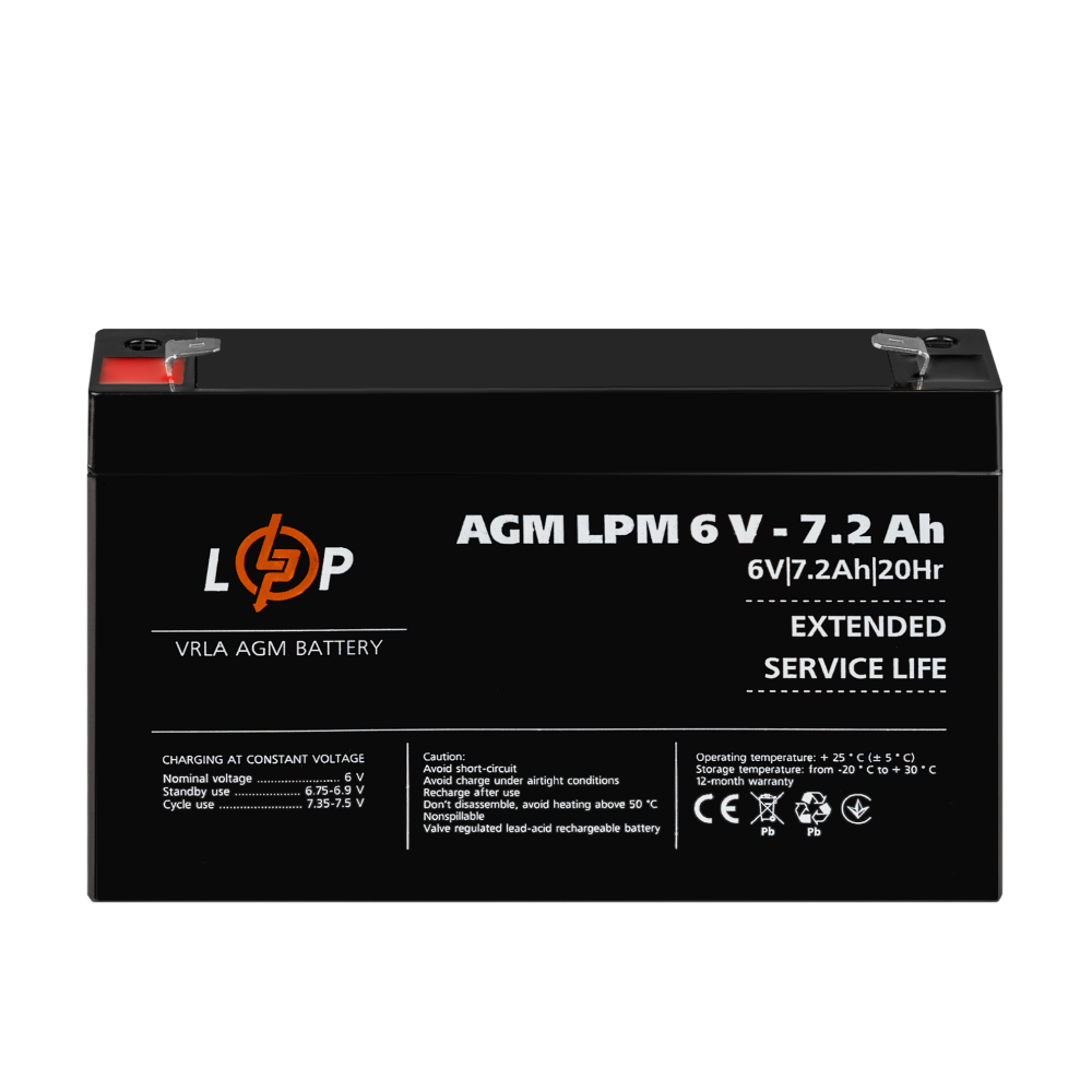 Акумуляторна батарея LogicPower LPM 6V - 7.2 Ah AGM