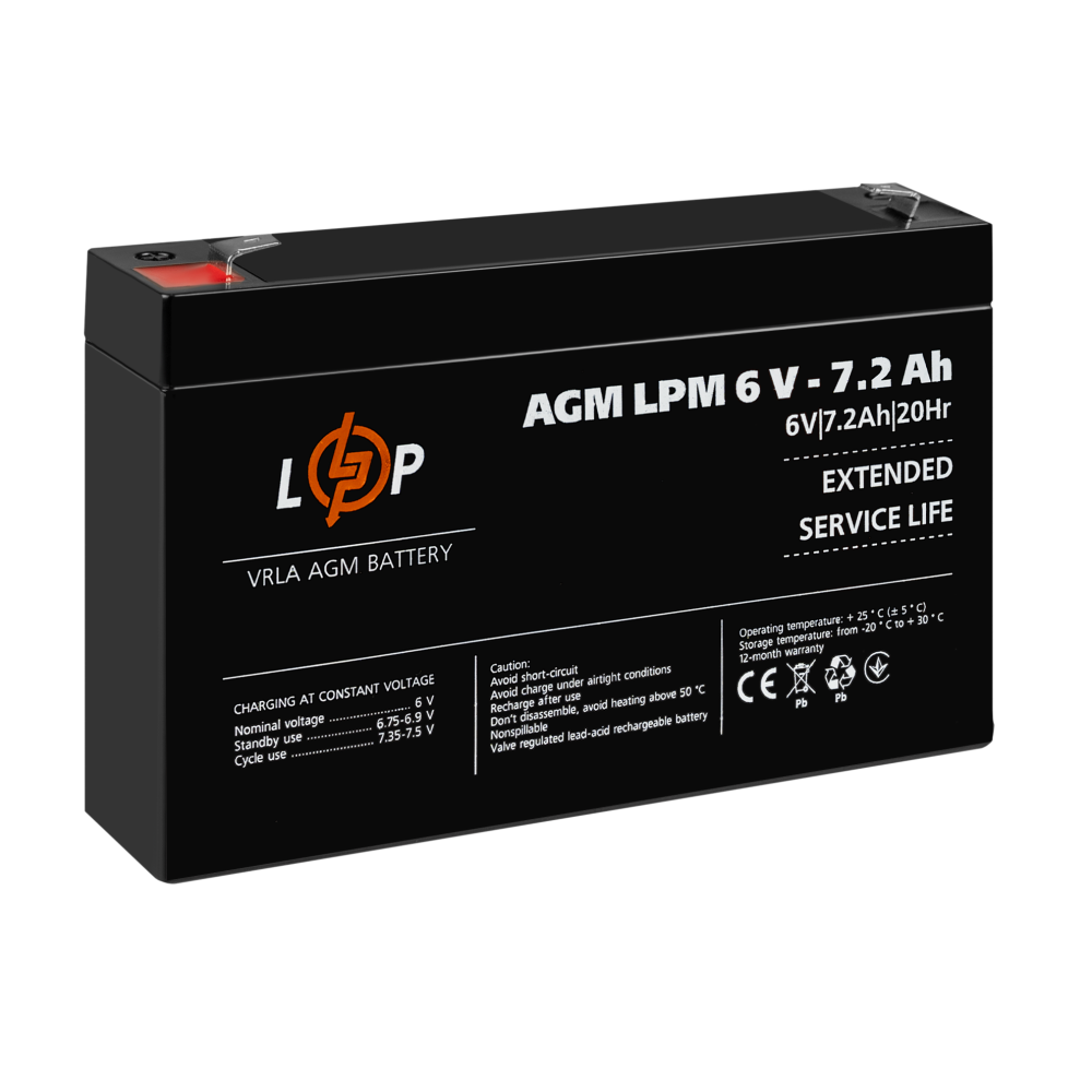 Акумуляторна батарея LogicPower LPM 6V - 7.2 Ah AGM