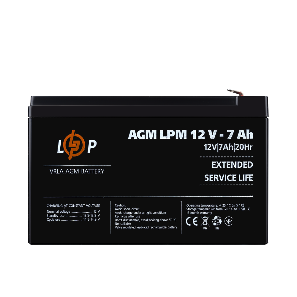 Акумулятор LogicPower AGM LPM 12V - 7 Ah