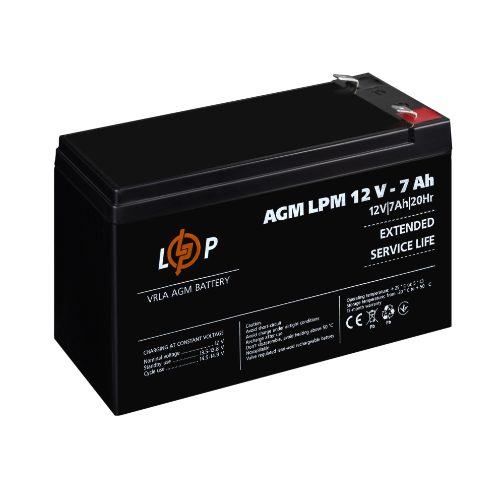 Акумулятор LogicPower AGM LPM 12V - 7 Ah