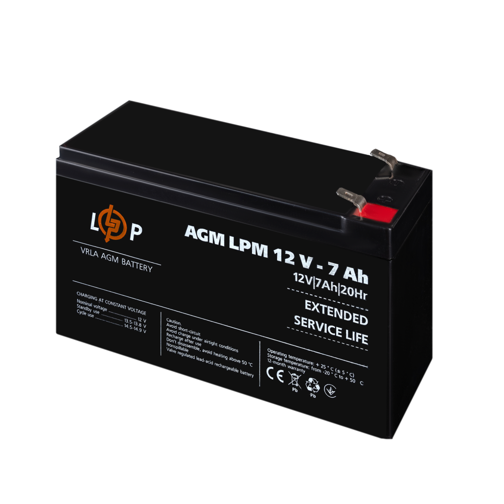 Акумулятор LogicPower AGM LPM 12V - 7 Ah