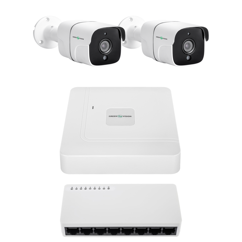 Комплект видеонаблюдения GreenVision GV-IP-K-W97/2 4MP на 2 камеры