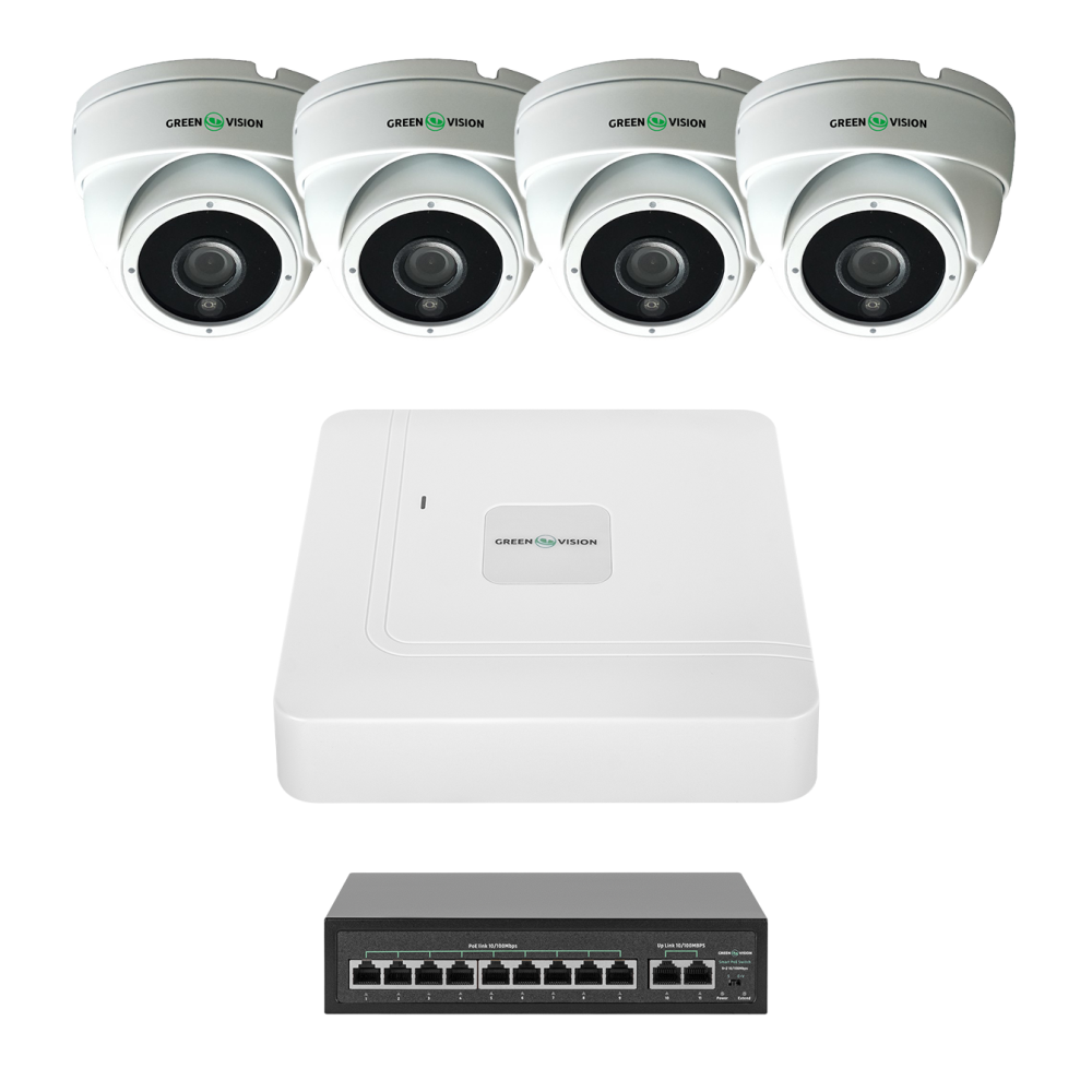 Комплект відеоспостереження GreenVision GV-IP-K-W99/4 4MP на 4 камери