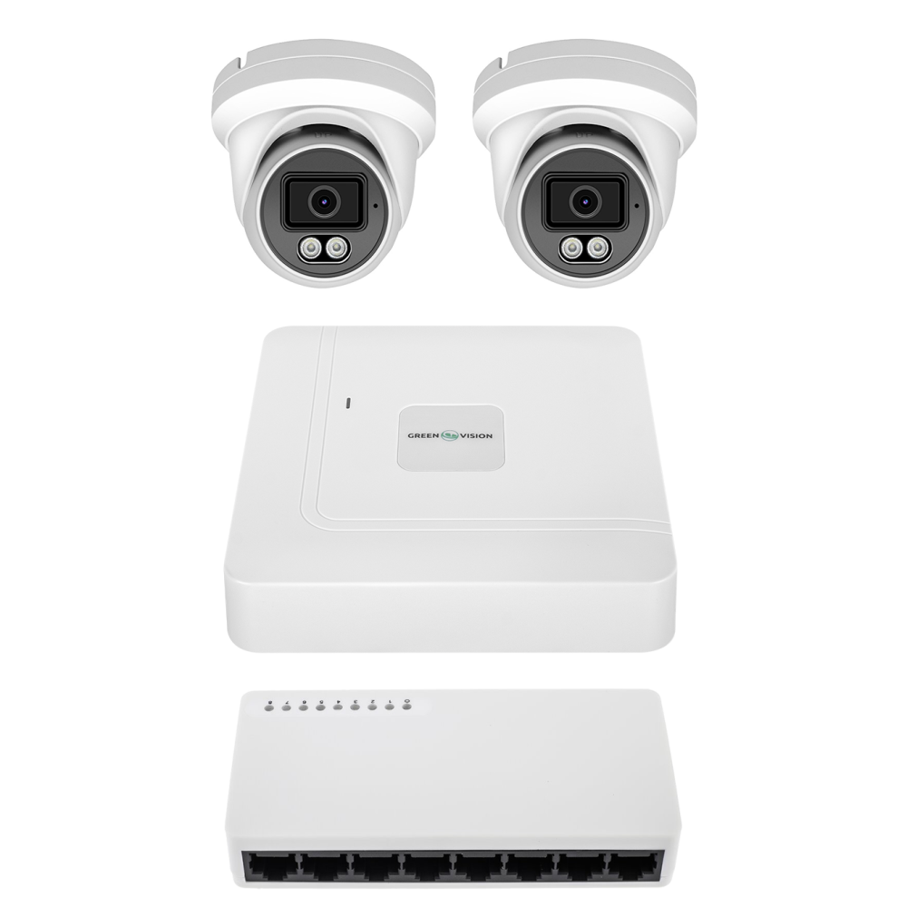 Комплект відеоспостереження Green Vision GV-IP-K-W100/2 6MP на 2 камери