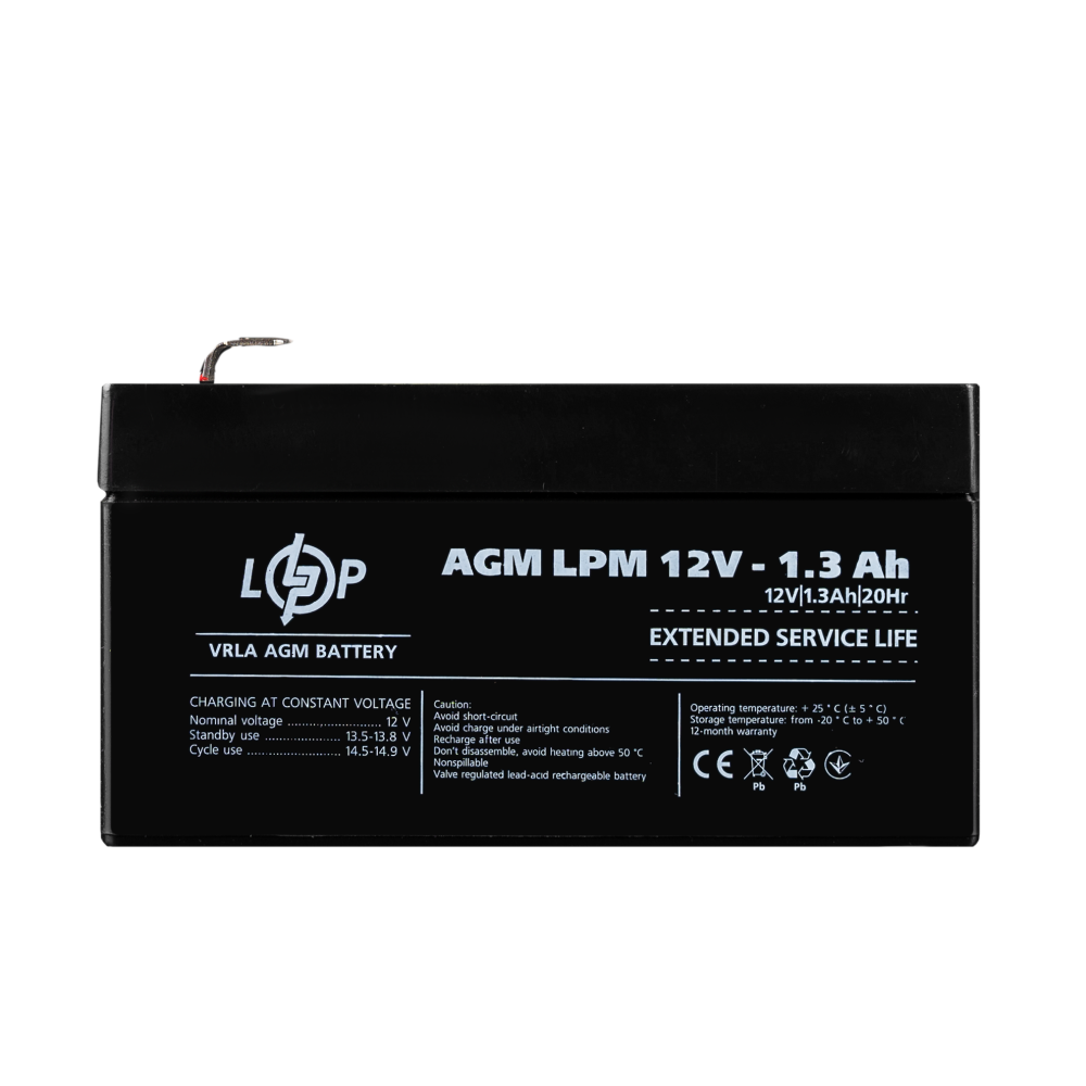 Акумуляторна батарея LogicPower AGM LPM 12V 1.3Ah