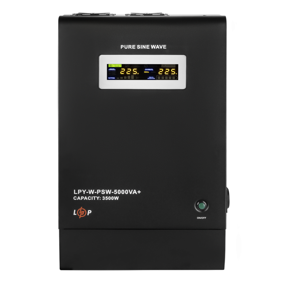 Джерело безперебійного живлення Logicpower LPY-W-PSW-5000VA+(3500W) 10A/20A 48V з підключенням зовнішнього акумулятора