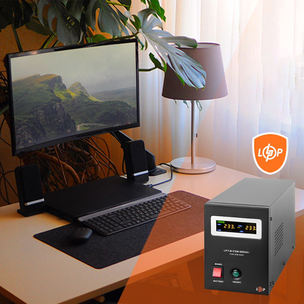 Джерело безперебійного живлення LogicPower LPY-B-PSW-800VA+(560Вт) 5A/15A 12V з правильною синусоїдою