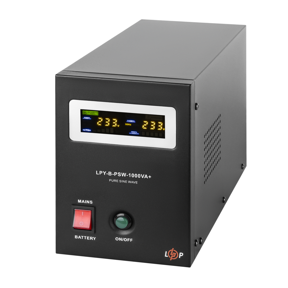 Джерело безперебійного живлення LogicPower LPY-B-PSW-1000VA+(700Вт) 10A/20A 12V з правильною синусоїдою