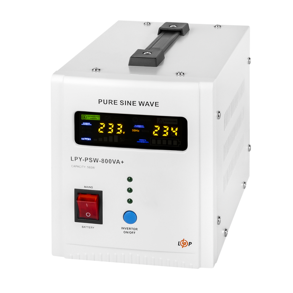 Джерело безперебійного живлення LogicPower LPY-PSW-800VA+(560Вт)5A/15A 12V з правильною синусоїдою