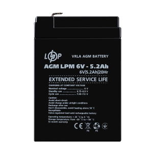 Акумуляторна батарея LogicPower LPM 6V - 5.2 Ah AGM