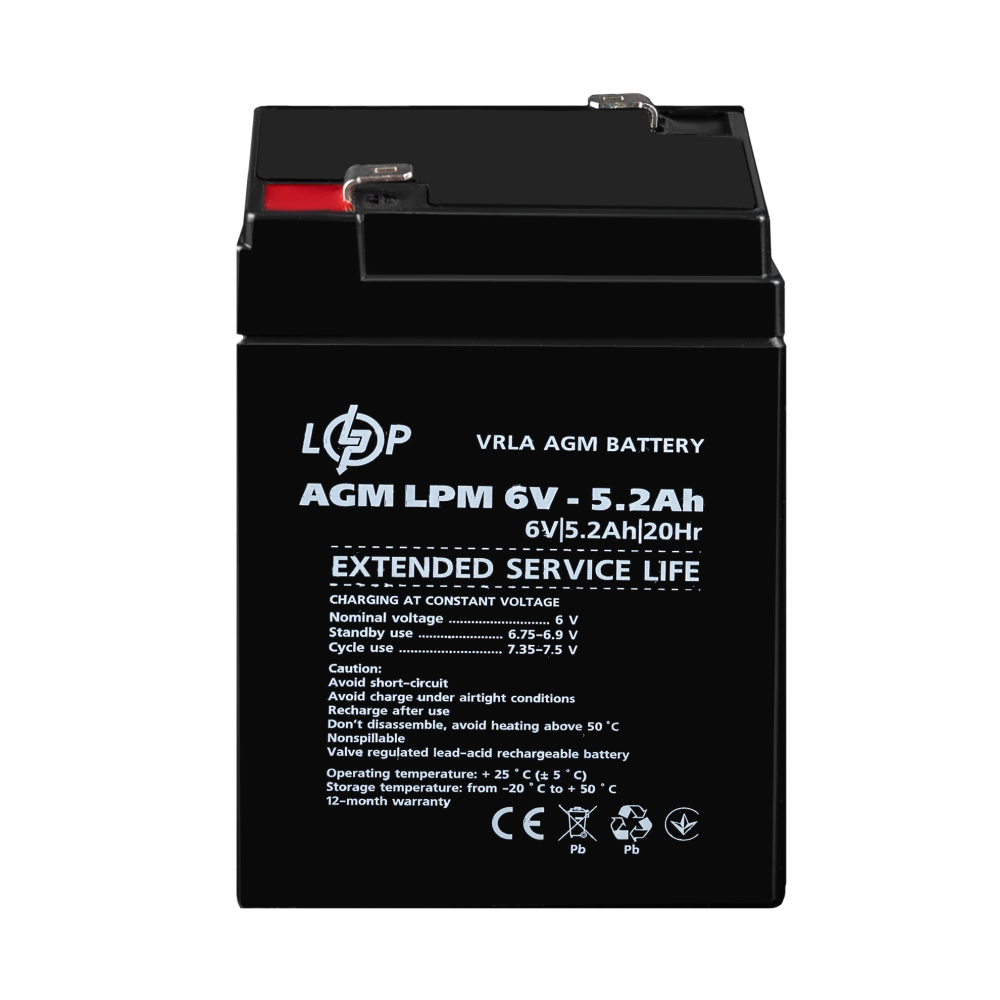 Аккумуляторная батарея LogicPower LPM 6V - 5.2 Ah AGM