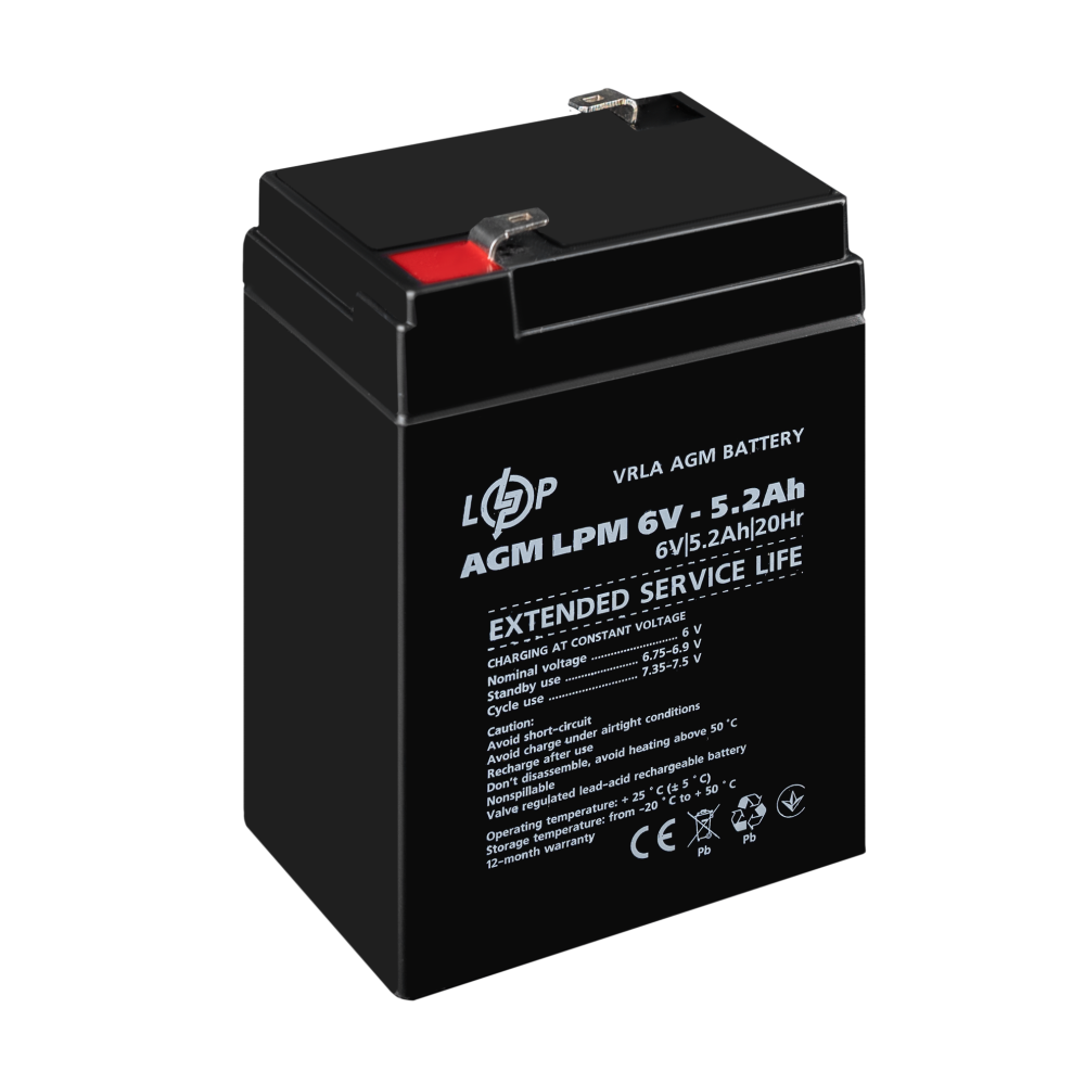 Аккумуляторная батарея LogicPower LPM 6V - 5.2 Ah AGM