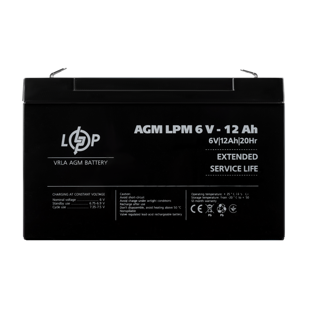 Аккумуляторная батарея LogicPower LPM 6V - 12 Ah AGM 