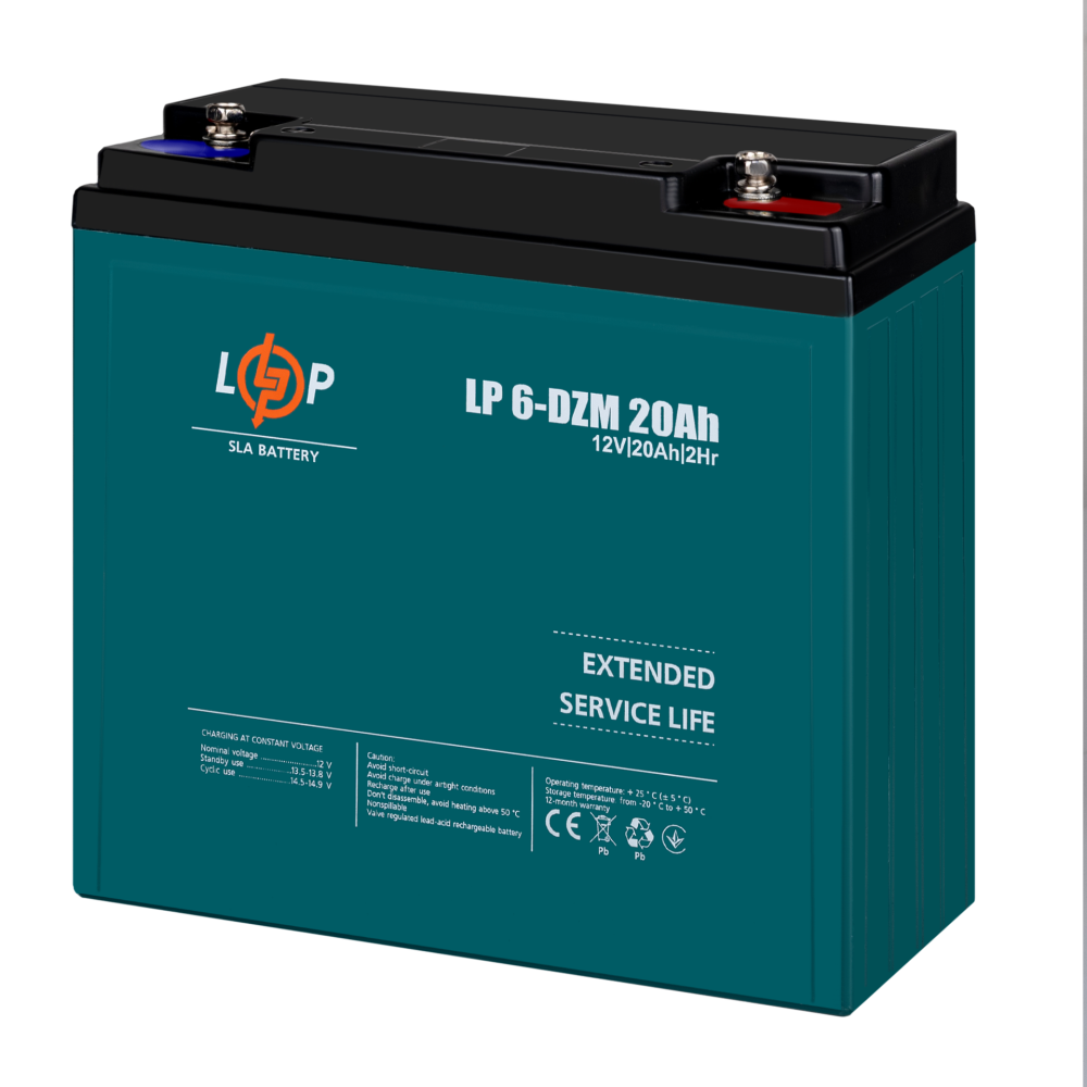 Аккумуляторная батарея LogicPower LP 6-DZM-20 Ah AGM тяговый свинцово-кислотный AGM