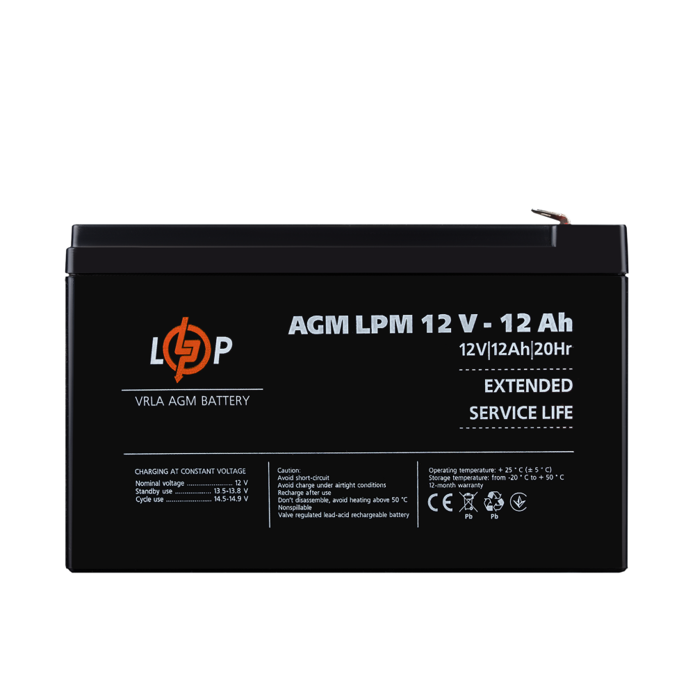 Акумулятор LogicPower AGM LPM 12V - 12 Ah